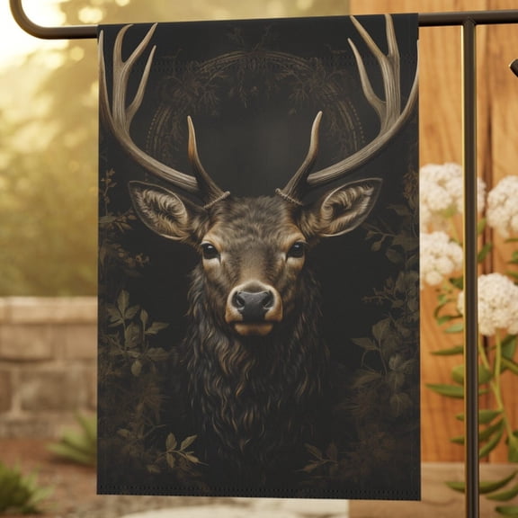 Dark Cottagecore Deer Flag Forest Animal Wildlife Yard Art, 12x18 POLE NOT INCLUDED Garden Flag