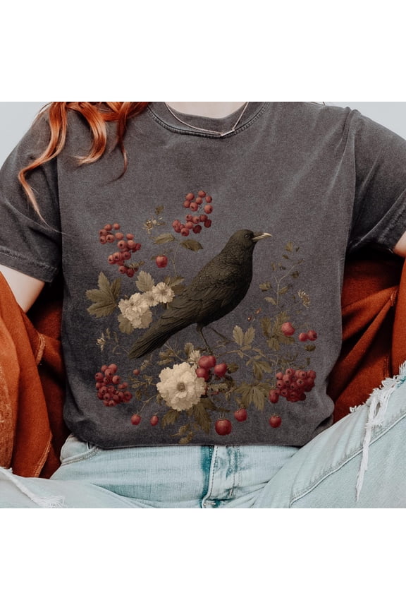 Dark Cottagecore Raven TShirt Gothic Tee
