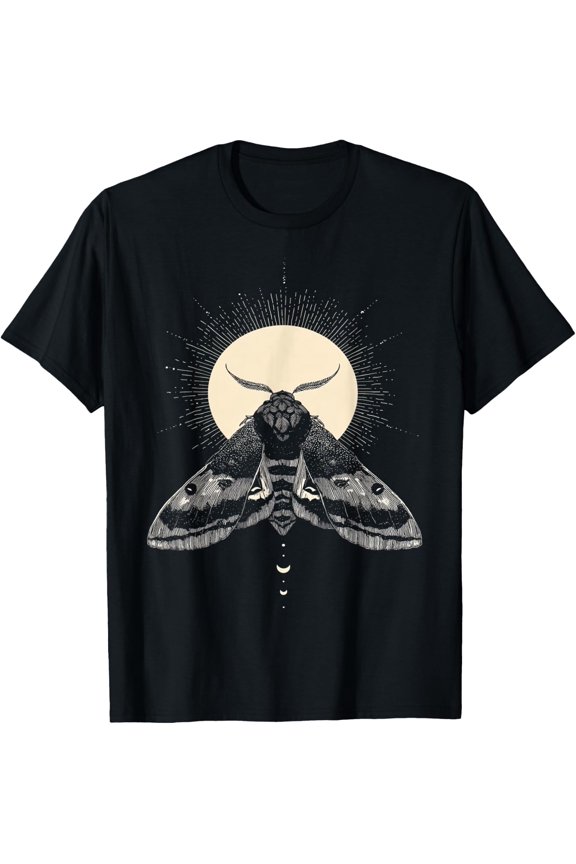 Dark Cottagecore Style Goblincore Moth Botanical T-Shirt Size S-5XL