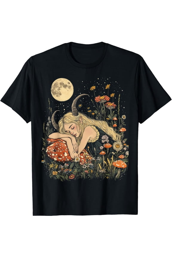 Dark Cottagecore T-Shirt, Boho Goth Aesthetic Graphic Tee Size S-5XL