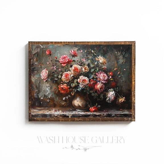 Dark Cottagecore Wall Art Dark Floral Poster Rose Wall Art Dark Rose Dark Academia Floral, 24x36 UNFRAMED