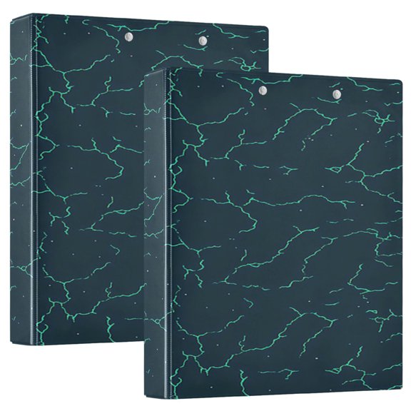 Dark Cracked Earth 12.4x10.6in PVC Round Ring Binder, D-Ring 3-Hole, Metal Clip, 200 Sheets