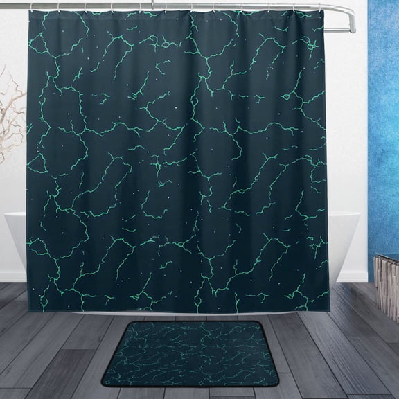 Dark Cracked Earth Bathroom Accessory Sets Waterproof Shower Curtain with Anti-Slip Bath Mat Durable Combo