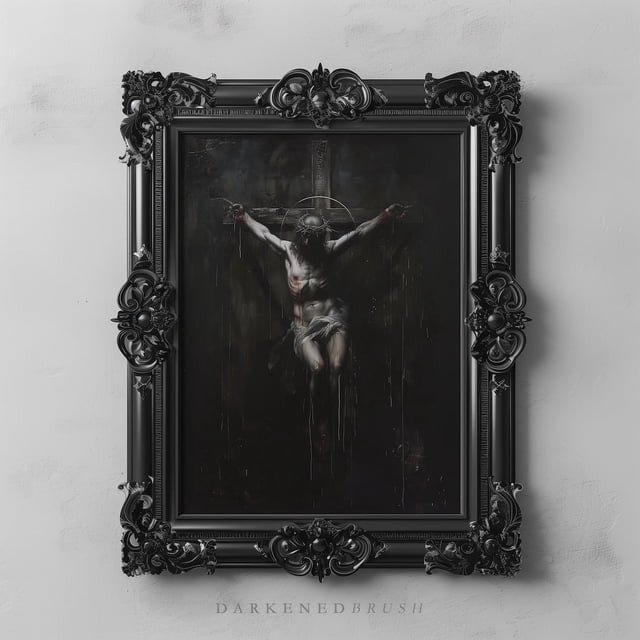 Dark Crucifixion Canvas Art Print Gothic Religious Decor Christian ...