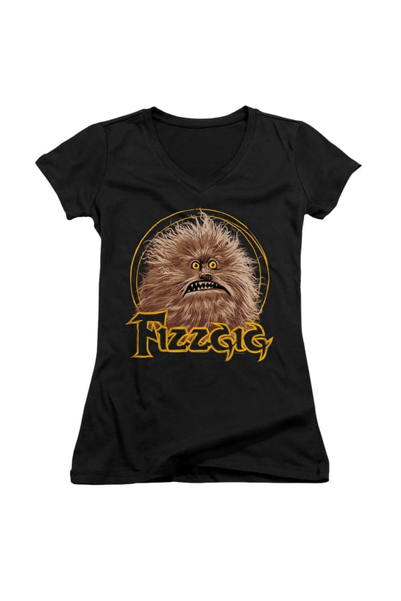 Dark Crystal/Fizzgig Junior Women's V-Neck T-Shirt Black
