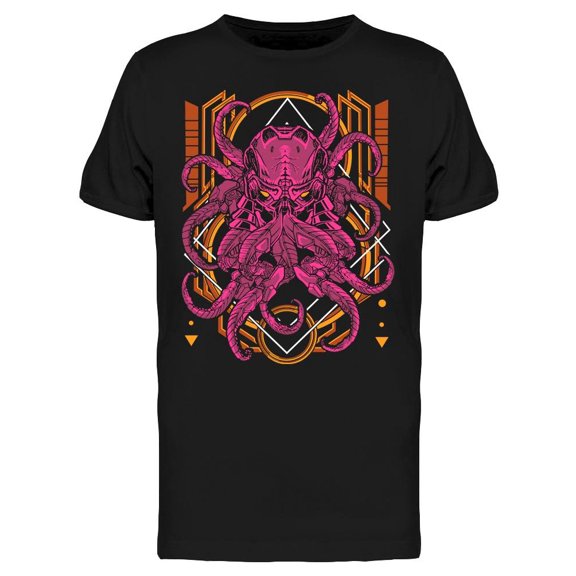 Dark Cybernectic Octopus In Neon T-Shirt Men -Image by Shutterstock, Male 3X-Large