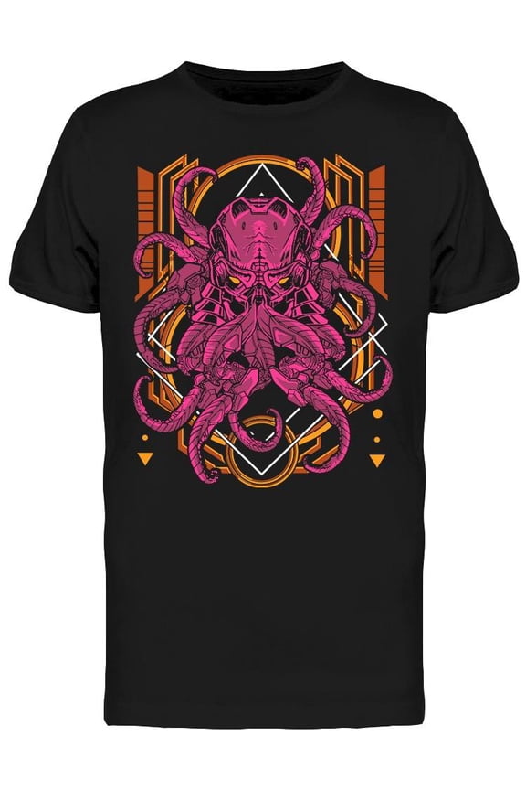 Dark Cybernectic Octopus In Neon T-Shirt Men -Image by Shutterstock, Male 3X-Large