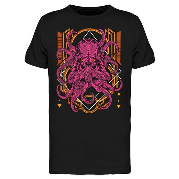 Dark Cybernectic Octopus In Neon T-Shirt Men -Image by Shutterstock, Male XX-Large