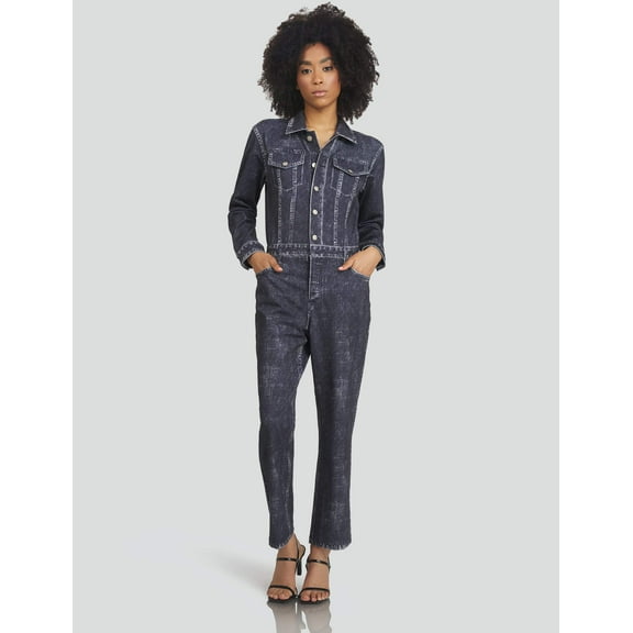 Mrs Momma Bear Long-Sleeve Printed Denim Athleisure Black, Denim Jumpsuit (Women's)