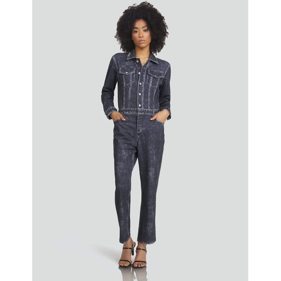 Mrs Momma Bear Long-Sleeve Printed Denim Athleisure Black, Denim Jumpsuit (Women's)