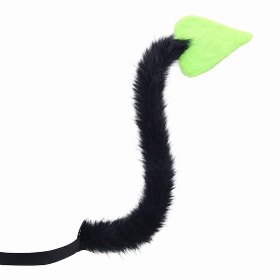 Dark Devil Horn Headband and Tail Set Cosplay Green H 1pc