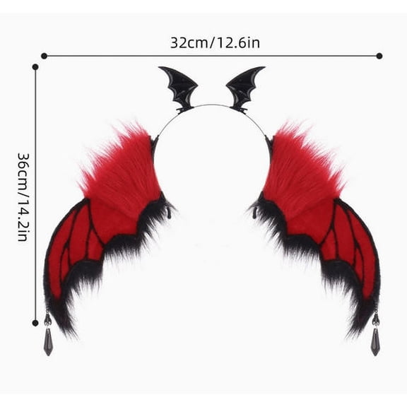 Dark Devil Wing Halloween Headband, Spooky Little Horn Headpiece Accessory, Fun Photo Booth Prop for Masquerade Party, Trick Or Treat Cosplay and Holiday Dress Up Matching