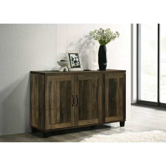Dark Dusty Oak 45"w Shoe Cabinet, 3 Doors, 6 Adjustable Shelves, Storage Cabinet In Oak, Space Optimization