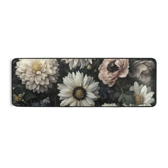 Dark Elegant Floral Pattern Runner Rug for Hallways Kitchen Non Slip 2'x 6' Washable Hall Carpet for Bedroom Entryway Laundry Room