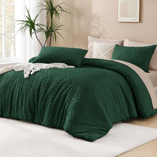 Dark Emerald Green Comforter King Size Set, 3 Pieces Boho Bedding Set — free download