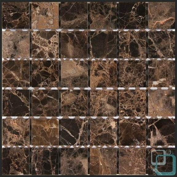 Dark Emperador 2x2 Square Polished Marble Mosaic