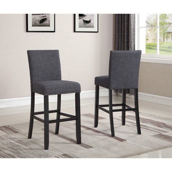 Dark Espresso Finish Stools / Nailhead Trim for Rustic Charm