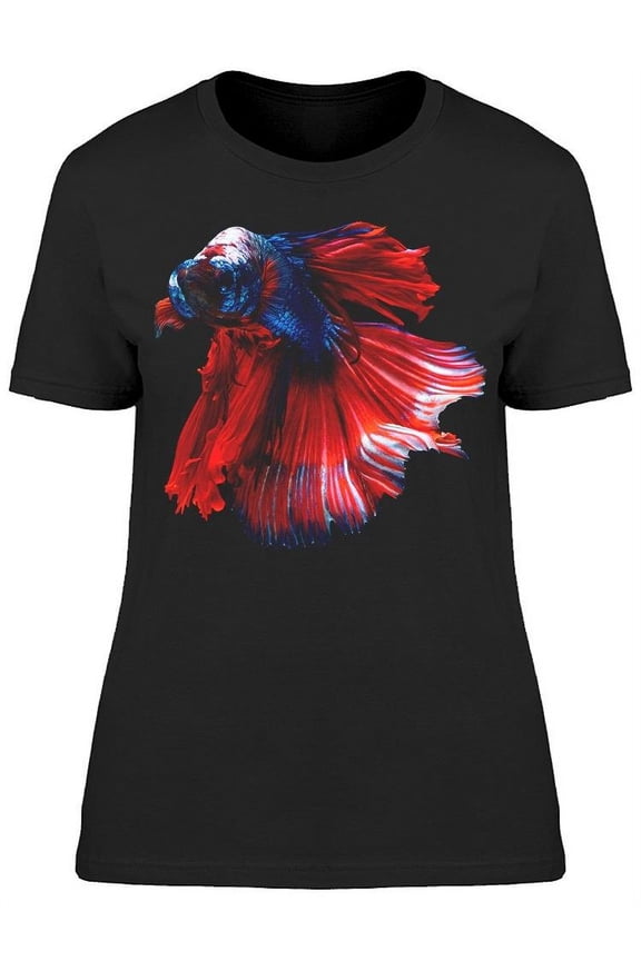 Dark Face Red Tail Betta Fish T-Shirt Women -Image by Shutterstock, Female Medium