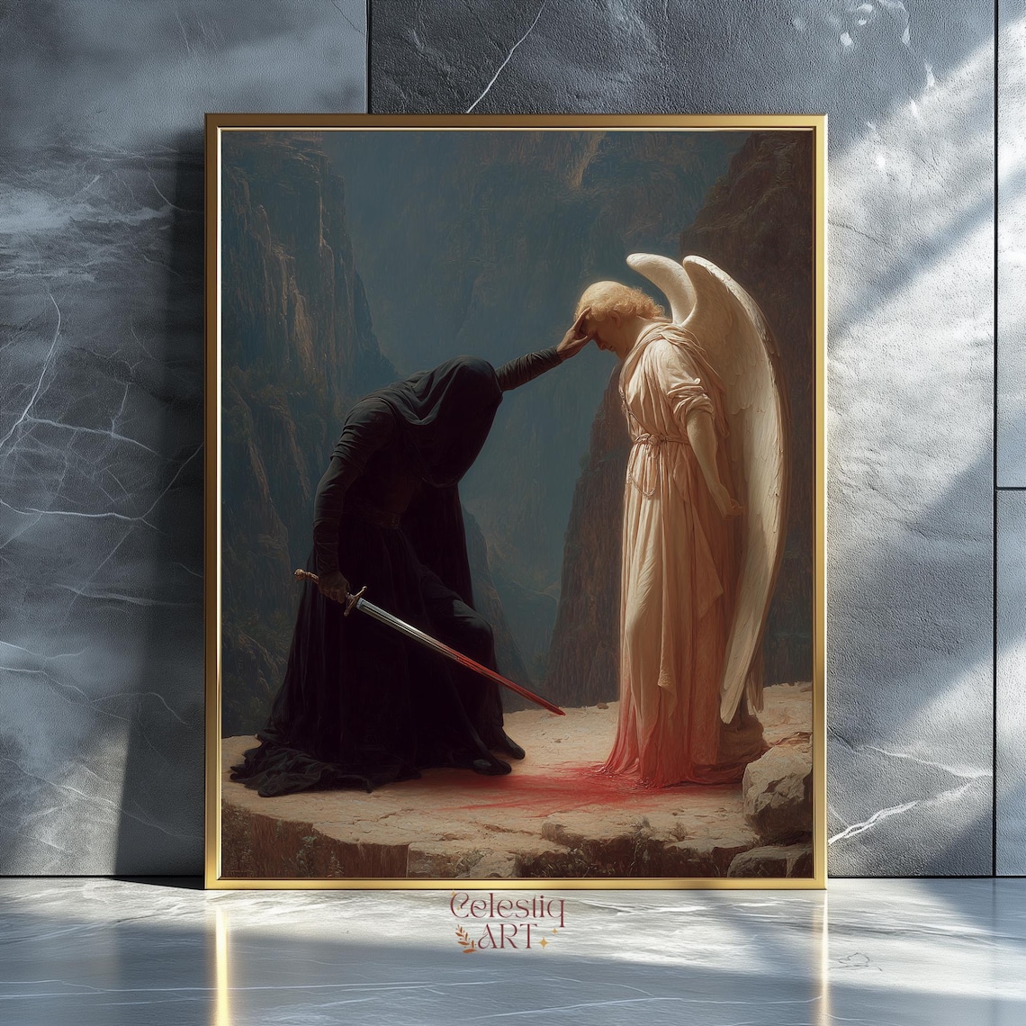 Dark Fantasy Angel Art Print, Gothic Wall Decor, Angel And Death ...