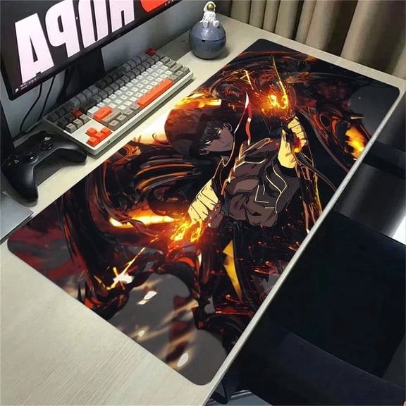 Dark Fantasy Anime Style Keyboard Desk Mat, Large Mouse Pad, Locked Edge - 80x30