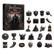 Dark Fantasy Battle Advent Calendar, 2D Acrylic Mythical Warrior Weapon Pendants Daily Reveal Blind Box for Gamers, 24 Pack