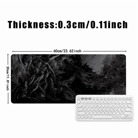 Dark Fantasy Battle Scene Mouse Pad 31.5 x 11.82 inches Rubber Desk Mat for Office Gaming Studio