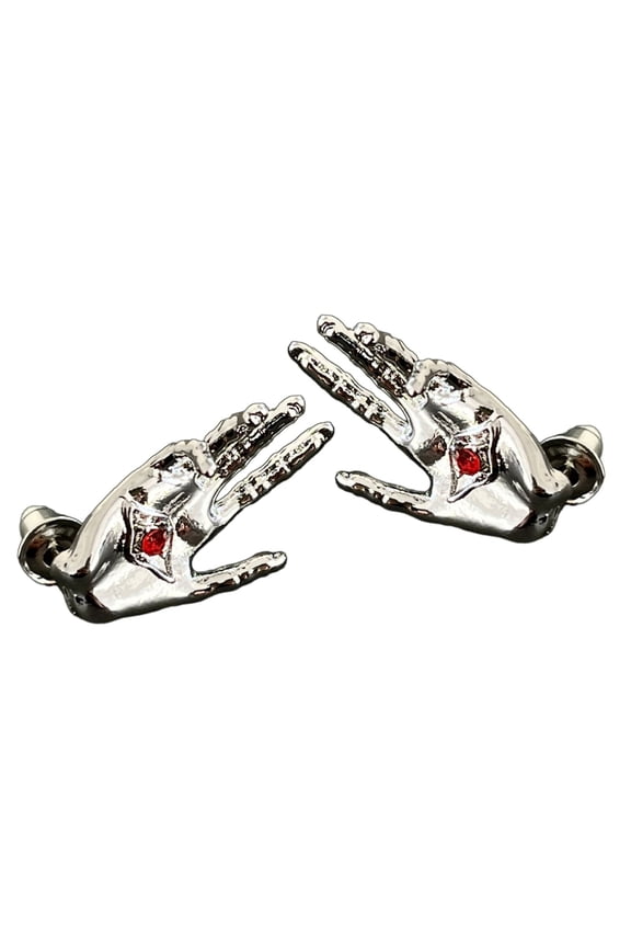 Dark Fantasy Devil Eye and Hell Hand Earrings Studs for Fashionable Partygoers