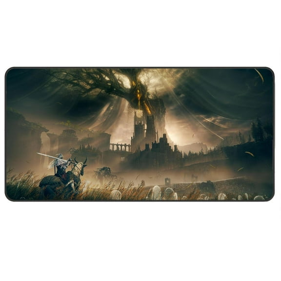 Dark Fantasy Gaming Mouse Pad, Epic Knight and Castle Design, Extended Desk Mat
