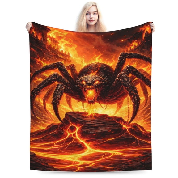 Dark Fantasy Lava Spider Throw Blanket, Gothic Inferno Art Soft Blanket for Sofa Couch Bed, Adult Home Decor 50x40