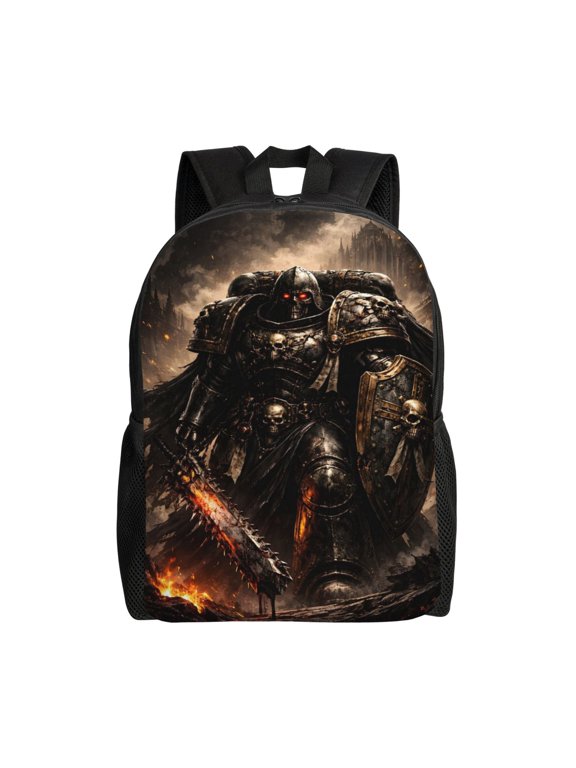 Dark Fantasy Warrior Knight Backpack Full Front Print Travel Laptop Bag for Men and Women