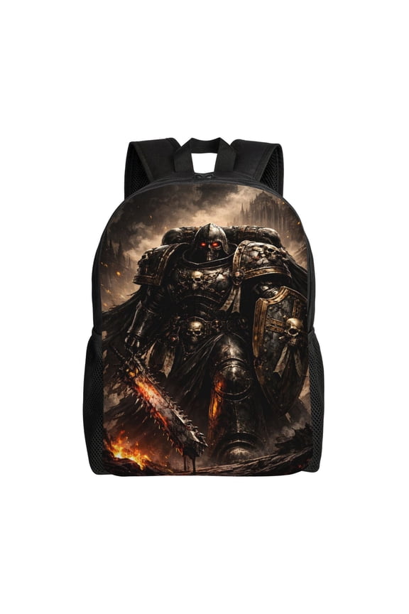 Dark Fantasy Warrior Knight Backpack Full Front Print Travel Laptop Bag for Men and Women