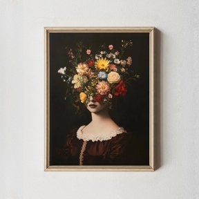 Dark Feminine Flower Head Poster For Gothic Victorian Decor