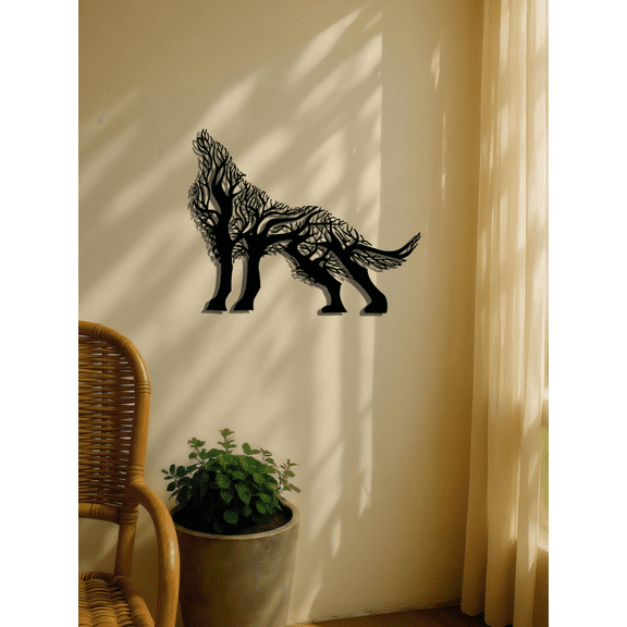Dark Finish Gothic Wolf Wall Art 3D Handcrafted Iron Sculpture Mystical Decor for Home & Office