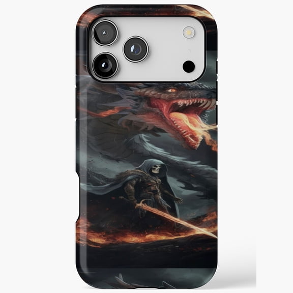 Dark Fire Breathing Dragon Warrior Sword iPhone Case 17 11 12 13 14 15 16 Pro Max