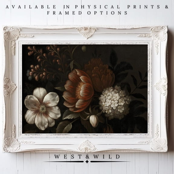 Dark Floral Art Copper And Cream Flower Of Dramatic Botanical Wall Decor Botanical Artwork Wall Arts, Unframed Paper Print