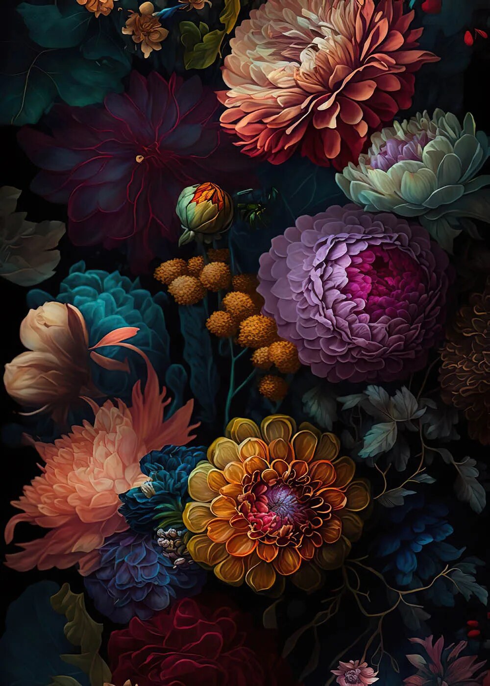 Dark Floral Background Adult Art Portrait Poster Curtain Maternity ...
