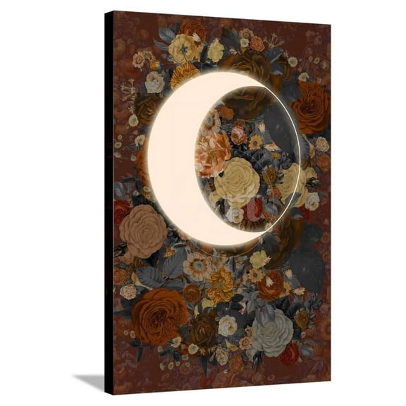 Dark Floral Lunar Eclipse, Botanical Stretched Canvas Wall Art Sold by Art.Com