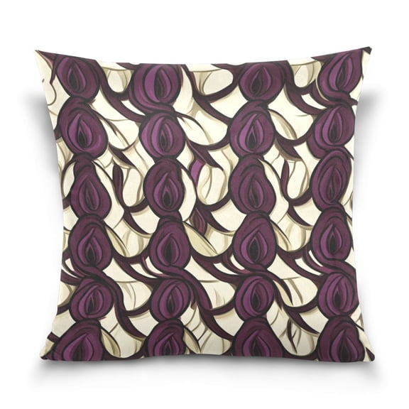 Dark Floral Pattern 16x16 Inch Plush Velvet Pillowcase Double Sided Print, Hidden Zipper