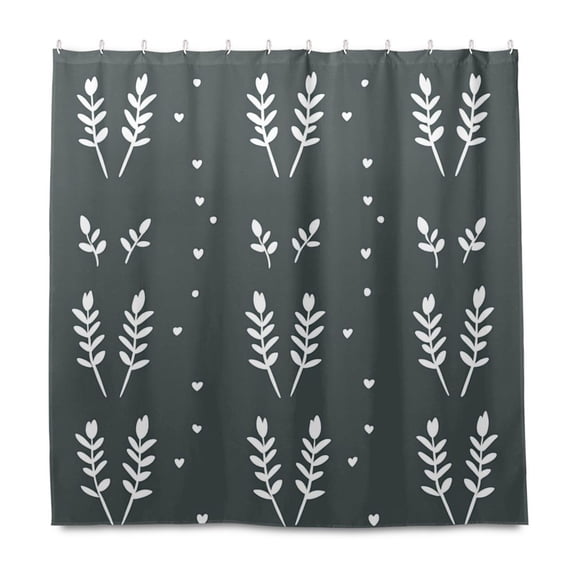 Dark Floral Pattern 72x72 Waterproof Shower Curtain Liners Durable Metal C-Hooks Fade-Proof Thermal Print Anti-Splash