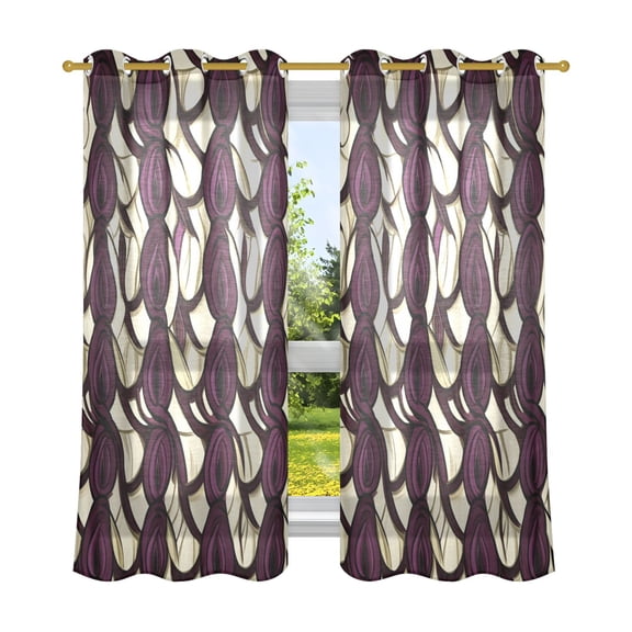 Dark Floral Pattern Breathable Sheer Curtains 63x52in Soft Light Filtering, UV Protection and Thermal Insulation