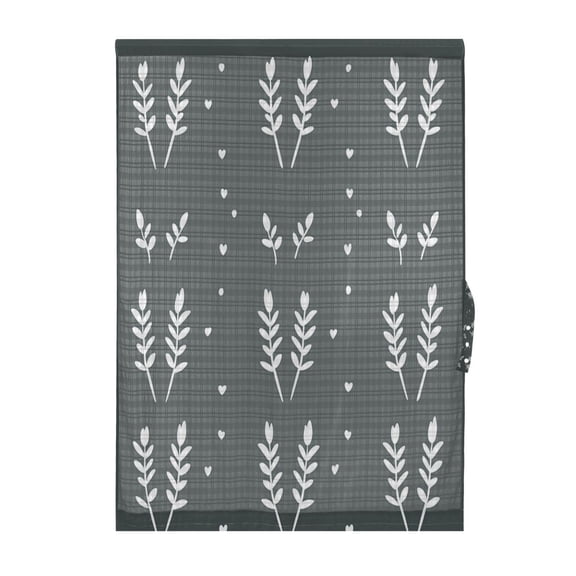 Dark Floral Pattern Door Curtain 25x40in Privacy Mesh with UV Protection Tie Back Rod Pockets