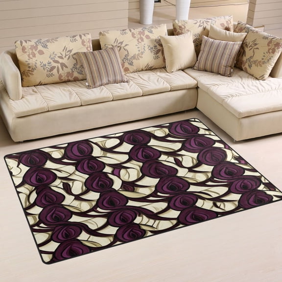 Dark Floral Pattern Soft Polyester Area Rug 31''x20'', Non Slip, Memory Foam, Water Absorbent