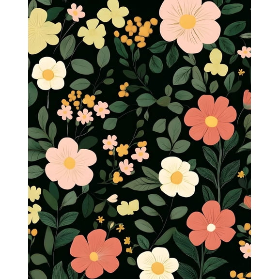 Dark Floral Peel and Stick Wallpaper Boho Leaf Contact Paper Colorful Flower and Green Botanical Wall Mural Vinyl for Bedroom Waterproof Self Adhesive Removable Renter Wall Paper 17.5" x 118"