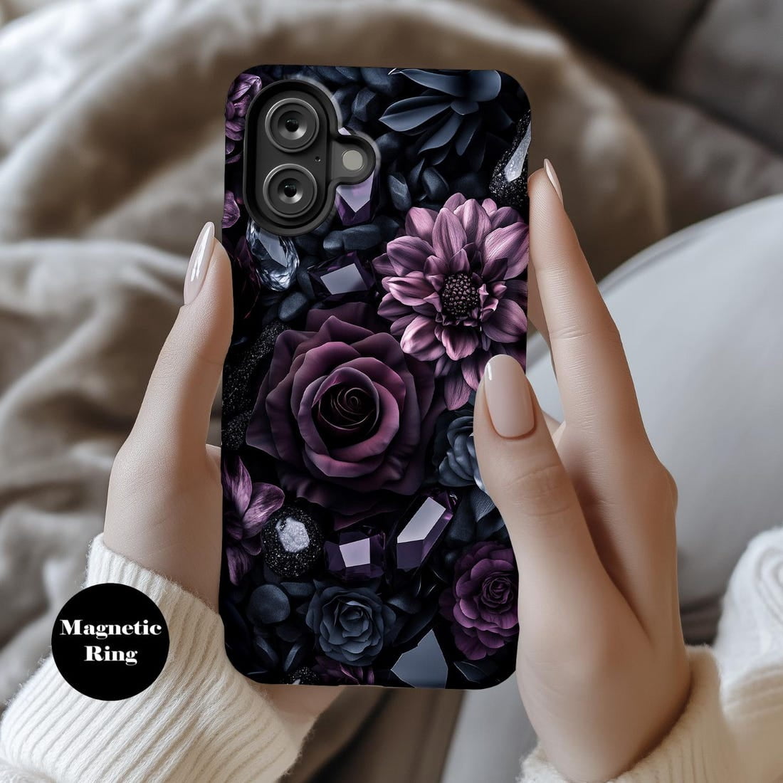 Dark Floral Purple Rose Gothic Aesthetic Phone Case with iPhone 17 to ...