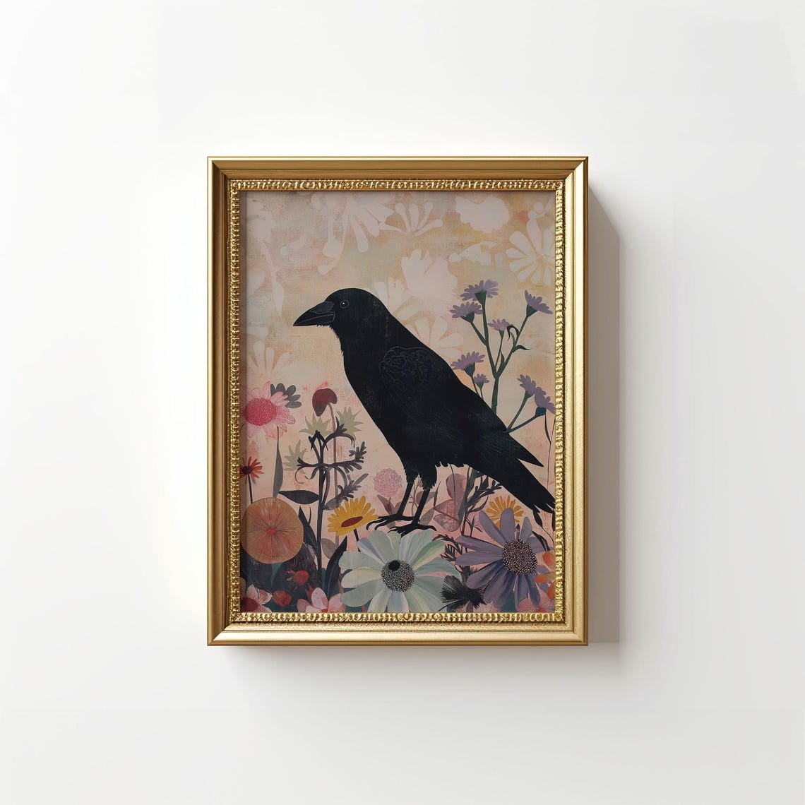 Dark Floral Raven Wall Art Gothic Crow Print Witchy Home Decor Moody ...