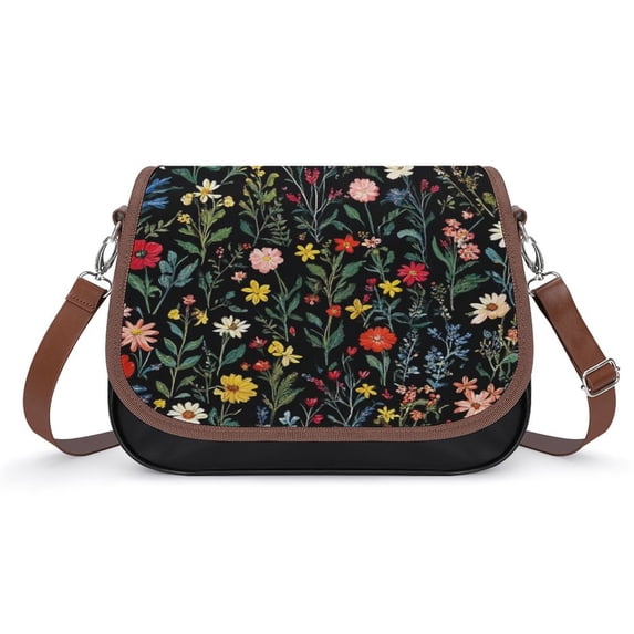 Dark Floral Textile Beautiful Design Vintage Crossbody Bag For Women Medium Leather Hobo Bags Shoulder Bag Classic City Leather Satchels