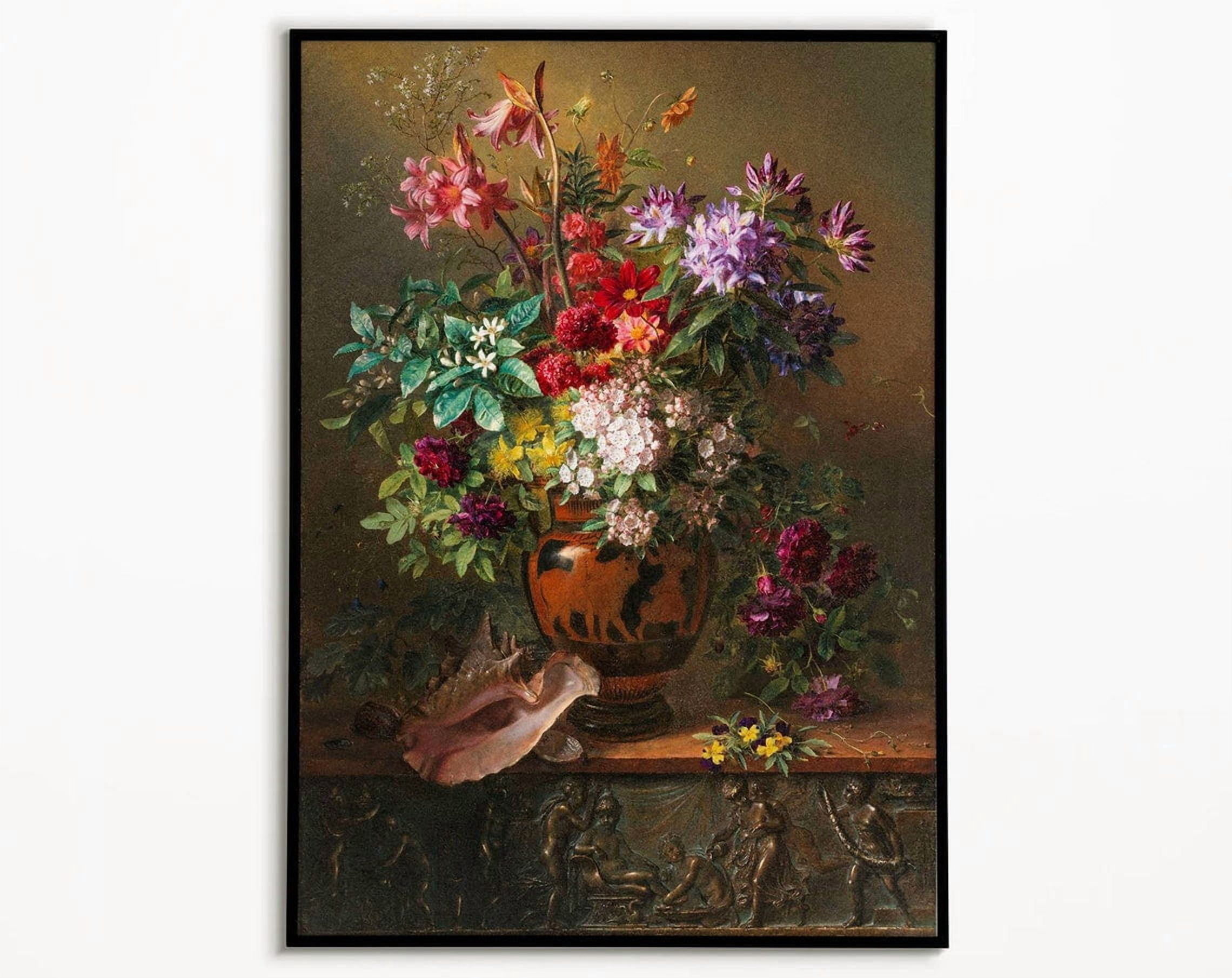Dark Floral Vintage Botanical Moody Wall Art Print, Botanical Bedroom ...