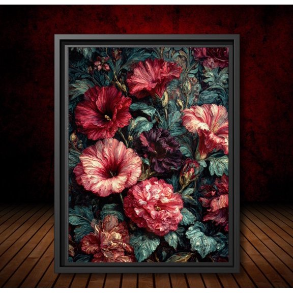 Dark Floral Wall Art Moody Unique Botanical Gothic Blooms Cottagecore Home Art Flower , Floral Gothic Room Decor Unframed Paper Print