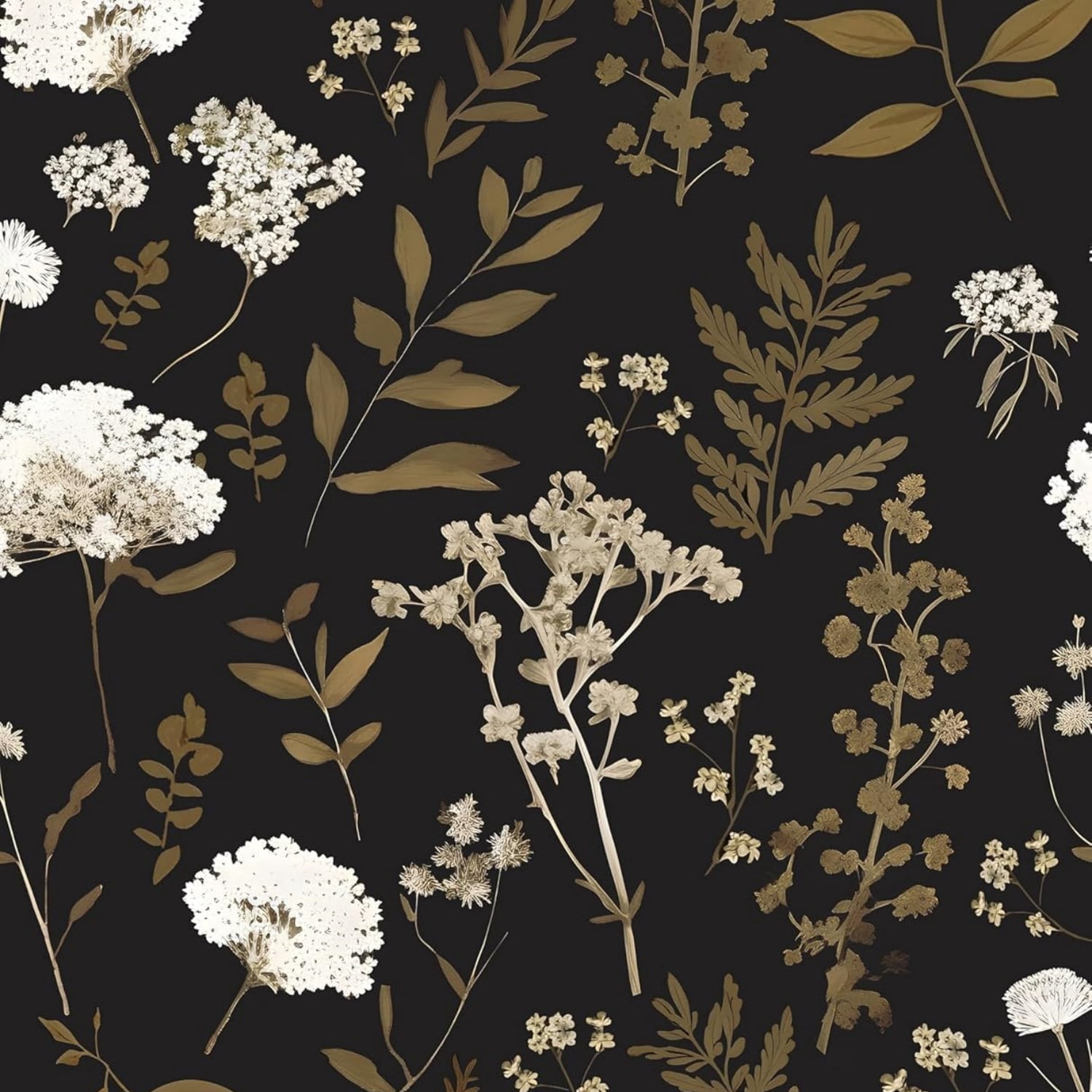 Dark Floral Wallpaper Peel and Stick Boho Wallpaper 17.5in x 393in Vintage Leaf Contact Paper Vinyl Waterproof Self Adhesive Leaf Botanical Wall Paper for Bedroom Walls Kitchen Cabinet