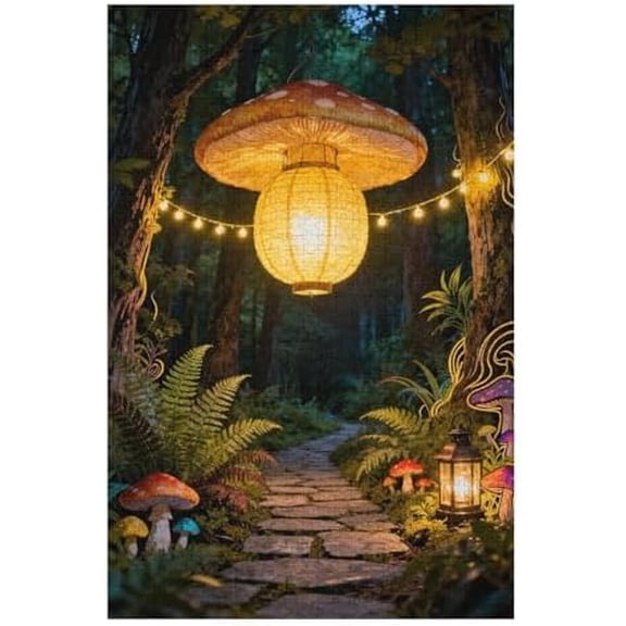 Dark Forest 500 Piece Jigsaw Puzzle for Adults, Mysterious Dreamy Woodland Scene, Colorful DIY Puzzle for Home Decor, Family Activity, Fun Interactive Game Night Challenge